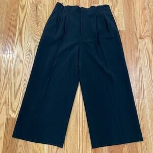 RED Valentino Wide Leg Crop Dress Pants in Black